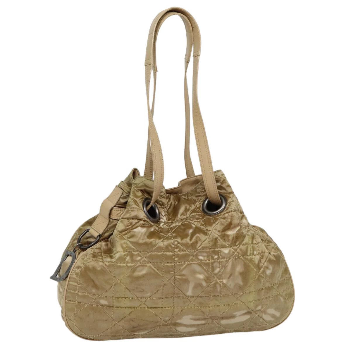 Sac bandoulière Christian Dior Lady Dior Canage nylon beige authentique bs16853