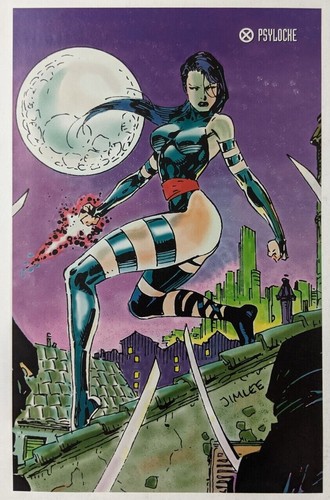 Psylocke Apocalypse X-Men Trading Cards Comic Poster Art Pin-Up Original Jim Lee - Picture 1 of 2