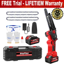8" Electric Mini Chainsaw 21V Handheld Cordless Wood Cutter w/Battery 2 Chain US