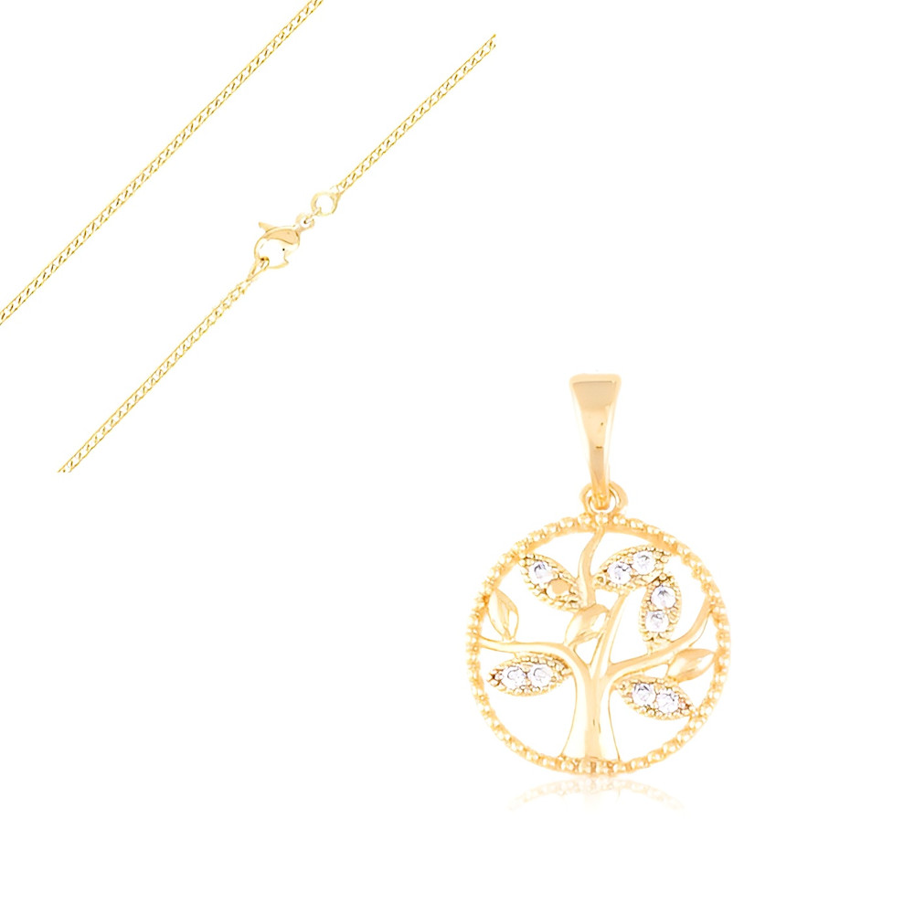 Collier chaîne et pendentif Arbre de Vie femme en plaqué or jaune 750/1000