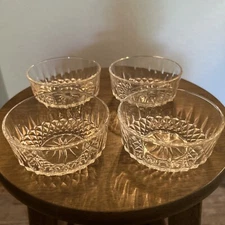 Vintage Arcoroc France Diamant Diamond Glass Dessert Berry Fruit Bowls Set Of 4
