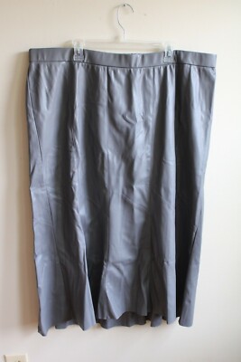 NWT Catherine's Black Label 2X 22-24 Gray Faux Leather Pleather Midi Skirt