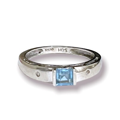 10k HDS Princess Cut Blue Topaz or Aquamarine Diamond Ring Size  Helzberg