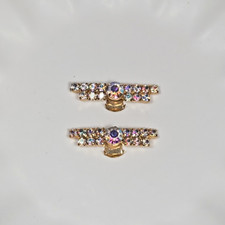 Vintage Pair of Bar Aurora Borealis Rhinestone Crystal Shoe Dress or Hat Clips