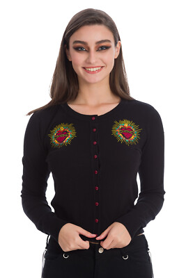 Lost Queen Dark Heart Gothic Punk Traditional Tattoos Cardigan Sweater CA21094