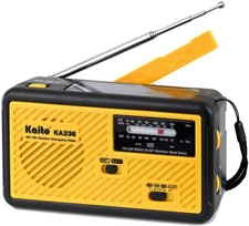 Kaito KA336 Emergency AM FM NOAA Weather Alert Radio with Solar and Crank