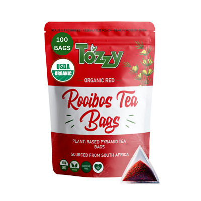 Organic Red Rooibos Tea Bags - 100 Count (Plant-Based Pyramid Tea Bags)