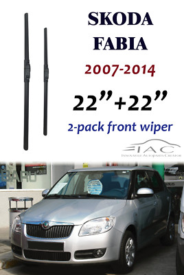 For Skoda Fabia 2007-2014 22''+22'' Front Windshield Wiper Blade 2 Pack
