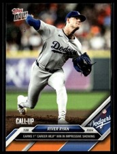 2024 Topps Now 483 River Ryan Los Angeles Dodgers Call-Up RC 1st Win Orange 5/5
