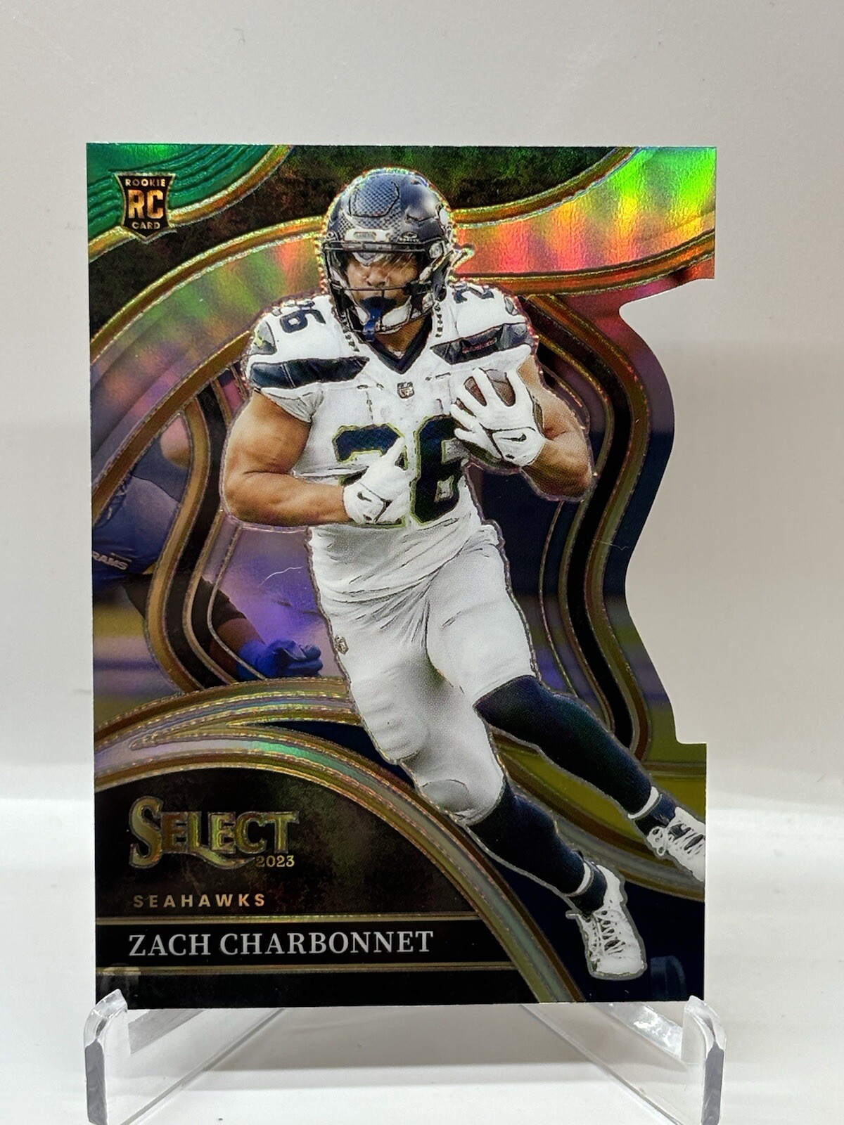 Zach Charbonnet RC 2023 Select Green-Yellow Prizm Die-Cut Club Level #202