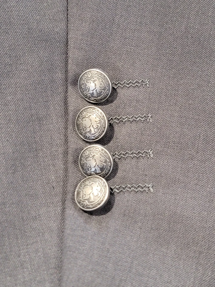 Blazer Savatore Exte 52L Para Hombre Gris Sólido Calce Moderno Plateado Botón Abrigo Deportivo Foto 4 de 4