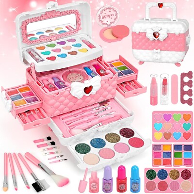 Kids Washable Makeup Kit, Make Up Toys for Girls Toys Age 4 -12