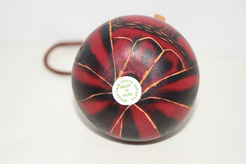 Minga Fair Trade Imports Czerwony Czarny Ptak Rzeźbiony Malowany Ozdoba Świąteczna Peru - Zdjęcie 3 z 3