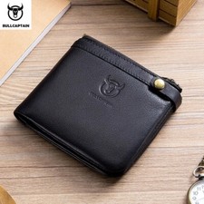 BULLCAPTAIN Genuine Leather Men Wallet Card ID Holder RFID Blocking Coin Purse