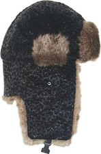Trapper Hat Unisex Black Faux Fur Warm Winter Aviator Hunting Flier Cold