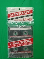 VTG 2 Pack Realistic Supertape LN-60 Blank Cassette Tape 44-902 New Sealed