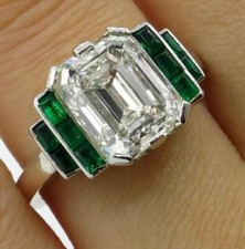 Emerald Cubic Zirconia Ring 2.58ct White Engagement Wedding 935 Silver Ring
