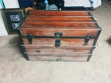 Antique Victorian Steamer Trunk Late 1800's