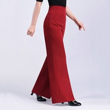 Lady Latin Dance Pants Trousers Slacks Wide Leg Casual Modern Ballroom Practice