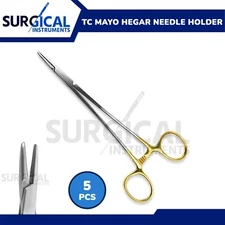 5 Pcs T/C Mayo Hegar Needle Holder Driver 8" Set Cross Serrated German Grade