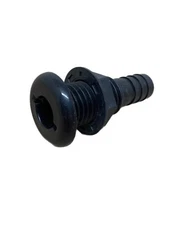 T-H Marine Thru Hull Straight 3/4" Hose Black TH-750-DP