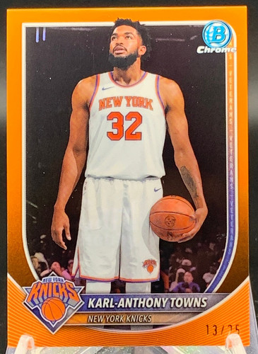 Karl-Anthony Towns 2025-26 Topps Bowman Chrome 13/25 Orange Knicks #BCV-64
