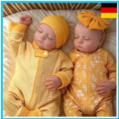 Zwillingspuppen Re-Born Babys 20 Zoll Vinil Stoff Körper Kleidung Kinder