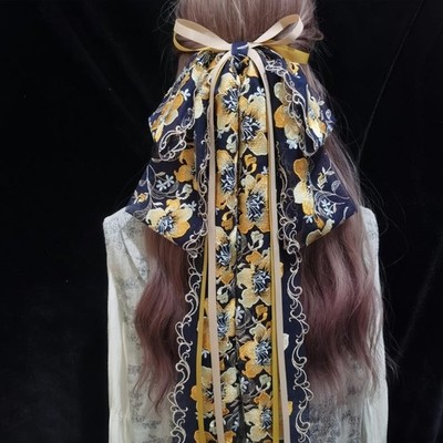 Hdmade Floral Ribbon Bow Hair Clip, Vintage Palace Style