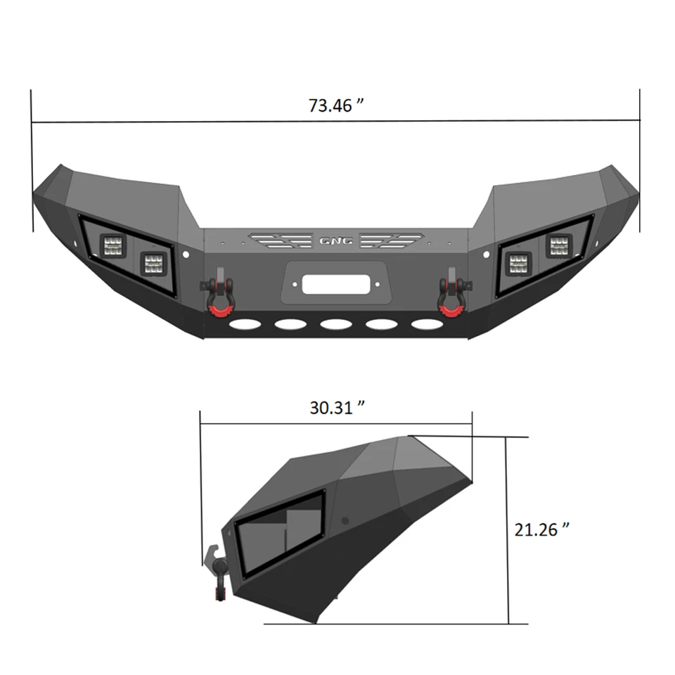 Vijay For2015-2022 Chevrolet Colorado Steel Front/Rear Bumper With Winch Plate Foto 4 de 4