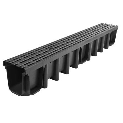 DOMELO Entwässerungsrinne Gussrost Linie 14,8 cm befahrbar - Ablaufrinne - Regenrinne