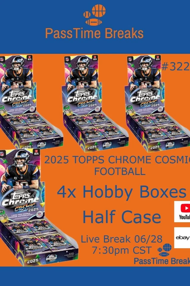 2025 TOPPS CHROME COSMIC FOOTBALL - 4x Hobby Box - HALF CASE BREAK 3223