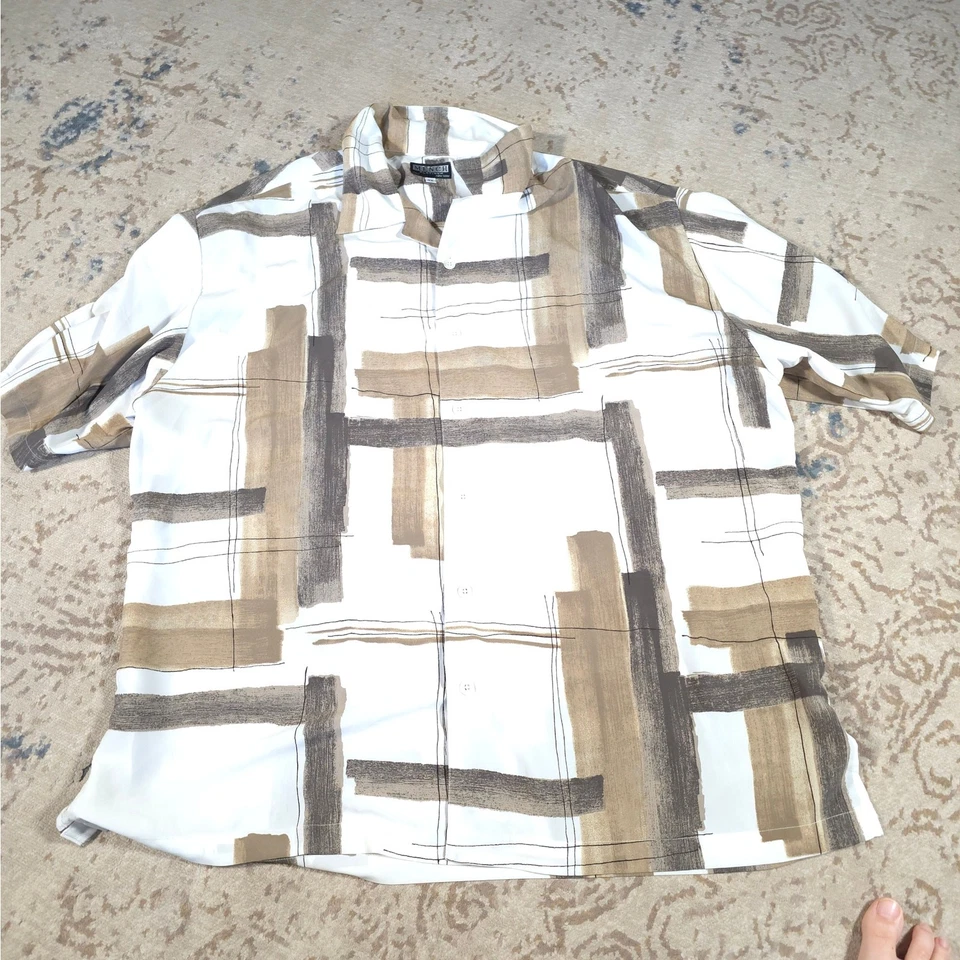 Lote de 4 camisas abotonadas de platino para hombre talla 4X defectuosas multicolor geométricas Foto 3 de 4