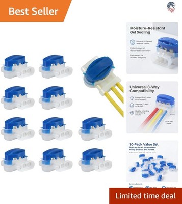 10PCS Easy-Use 3-Way IDC Connectors - Waterproof for Lawn and Landscape Wiring