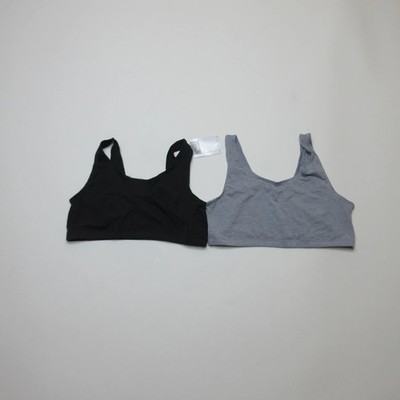 Hanes Damen Bralette 2er Set Comfort Flex Fit 2XL Schwarz Grau Baumwolle BH