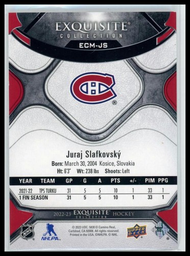 Juraj Slafkovsky /299 2022-23 Diamante Negro Exquisito #ECM-JS Canadiens - Imagen 2 de 2