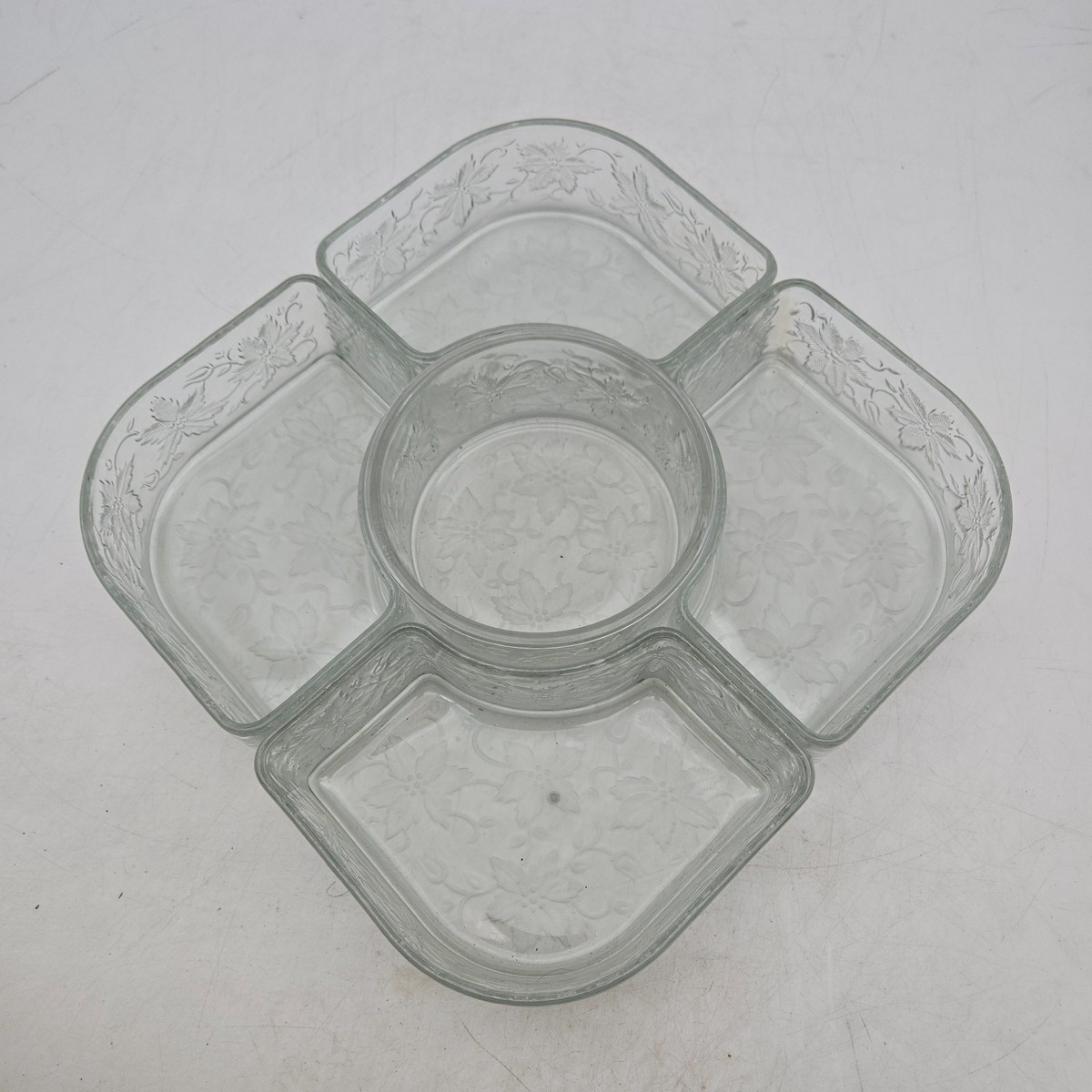 Princess House 513 6pc Fantasia Crystal Chip & Dip Set Made In USA