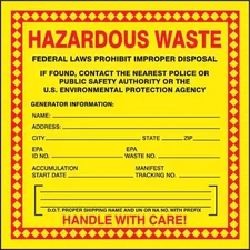 Accuform Mhzw20evl Haz Waste Label, Hazardous Waste, 6X6 In, Poly, 250/Rl,