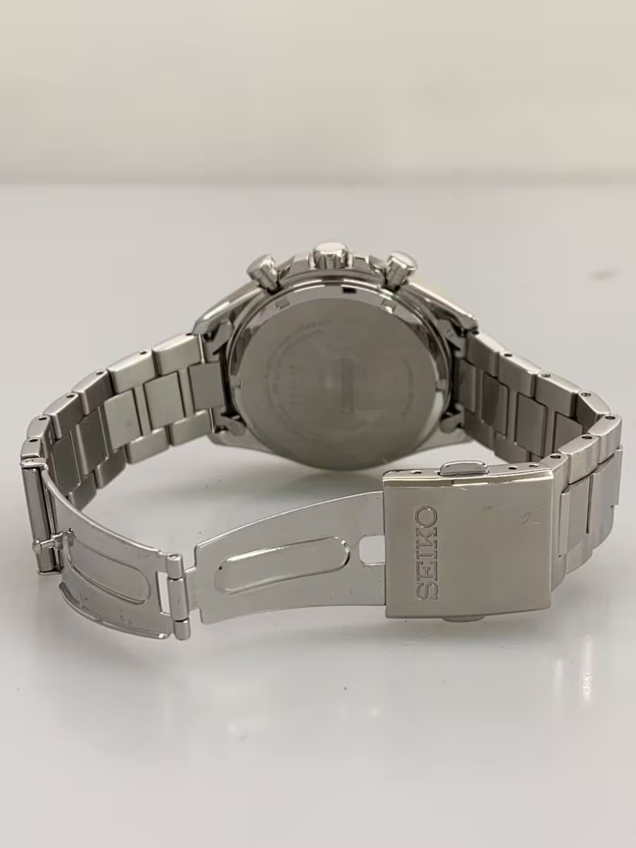 Seiko Chronograph V175-0FA0 Date Stainless Steel Blk Slv 10Bar