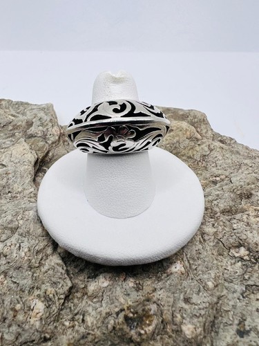 925 Oxidized Sterling Silver Gerochristo Vine Filigree Medieval Dome Ring Size 7