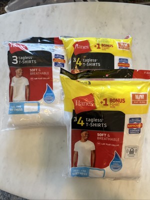 Hanes Mens Cotton White Undershirt Moisture-Wicking Crew Tee Undershirts 3-Pack