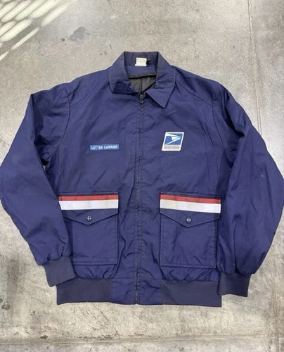 Vintage USPS Letter Carrier Full Zip Nylon Jacket Blue XL Classic Fit Cocoon - product listing photo