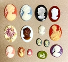 15 Vintage Assorted Resin Acrylic Cameos - DIY Jewelry Making & Repair Craft C80