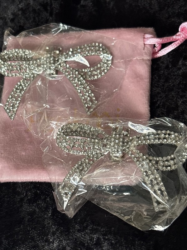 Rhinestone Ribbon Bow Shoe Clips Glamorous Footwear Jewelry New