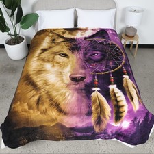 Dawhud Direct Wolf Dreamcatcher Fleece Blanket 50" x 60", I