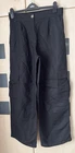 Next  Black Wide Leg Linen Mix Combat Style Trousers Size 12 R. VGC