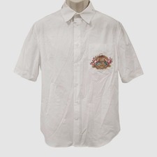 Versace Italy Men White Embroidered Theatre Crest Short-Sleeve Shirt Size 50