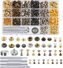 400 Set 4 Style Snap Fasteners Kit Including Leather Rivets, Eyelets, Grommets,