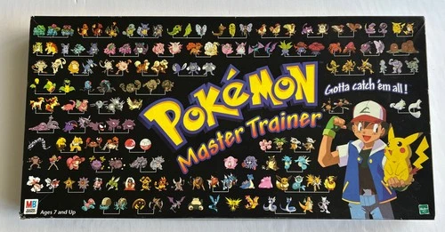 100% Complete Vintage 1999 Pokemon Master Trainer Hasbro Board Game w/ Black Box