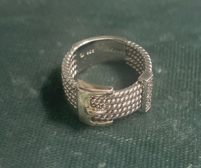 Vintage EA Affinity 925 Silber + Diamant Gürtelschnalle Seil Band Ring Gr. 4,5