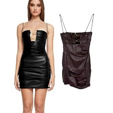 Nookie Drama Mini Dress Faux Leather Ruched Statement Party Cocktail Formal S